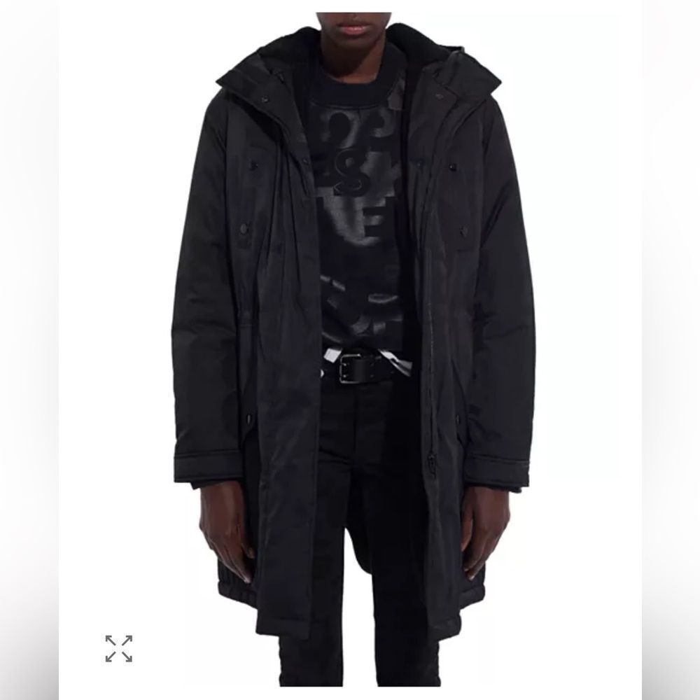 $695 The Kooples Logo Jacquard Hooded Parka Jacket Women NWT MEDIUM
